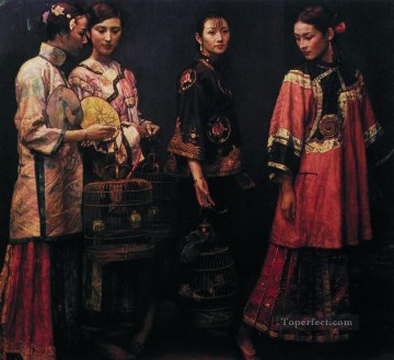 Chinese Painting - Beauties for the Road 1988 Chinese Chen Yifei